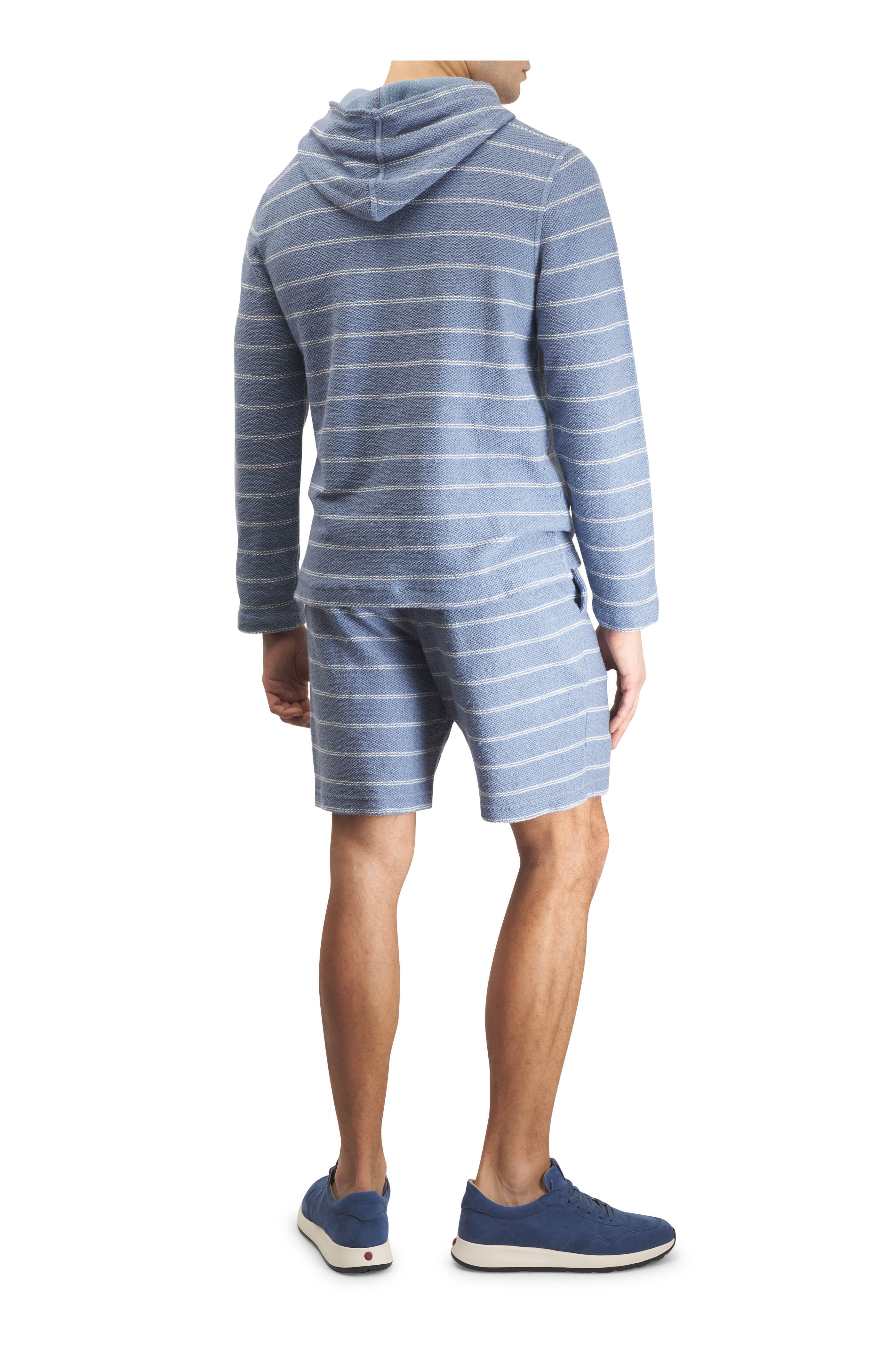Faherty Brand - Whitewater Slate Point Striped Cotton Hoodie