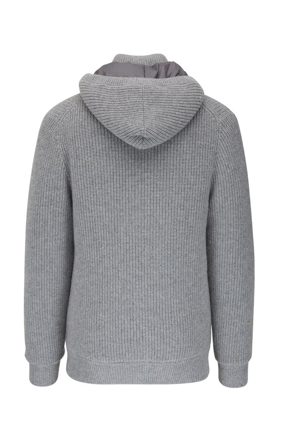 Brunello Cucinelli - Light Gray Cashmere Knit Bomber Jacket Brunello Cucinelli - Light Gray Cashmere Knit Bomber Jacket