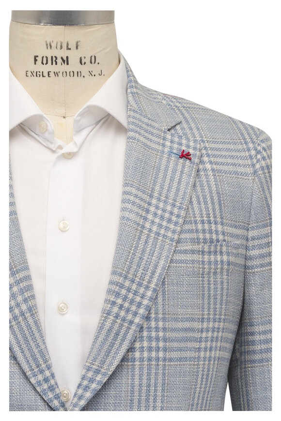 Isaia Sky Blue & White Plaid Sportcoat - view 1