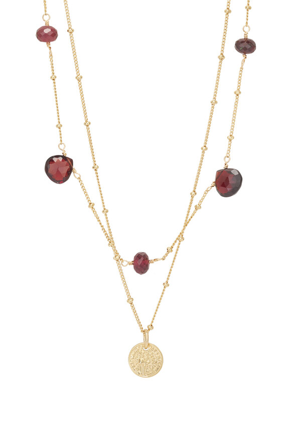Cristina V. Delicate Maroon Garnet Disc Necklace - view 2