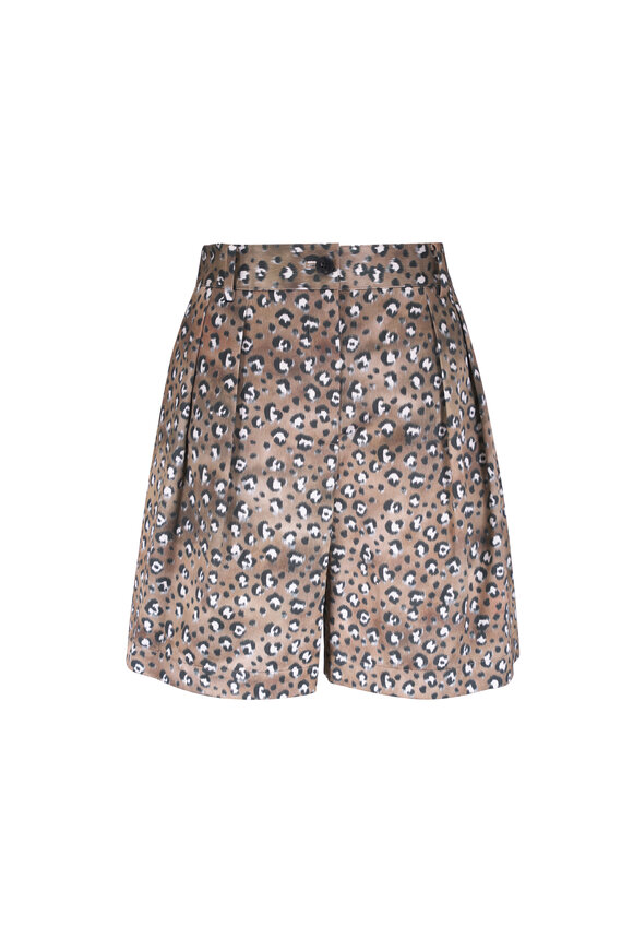 Lafayette 148 New York Park Brownstone Multi Animal Print Wide Leg Short