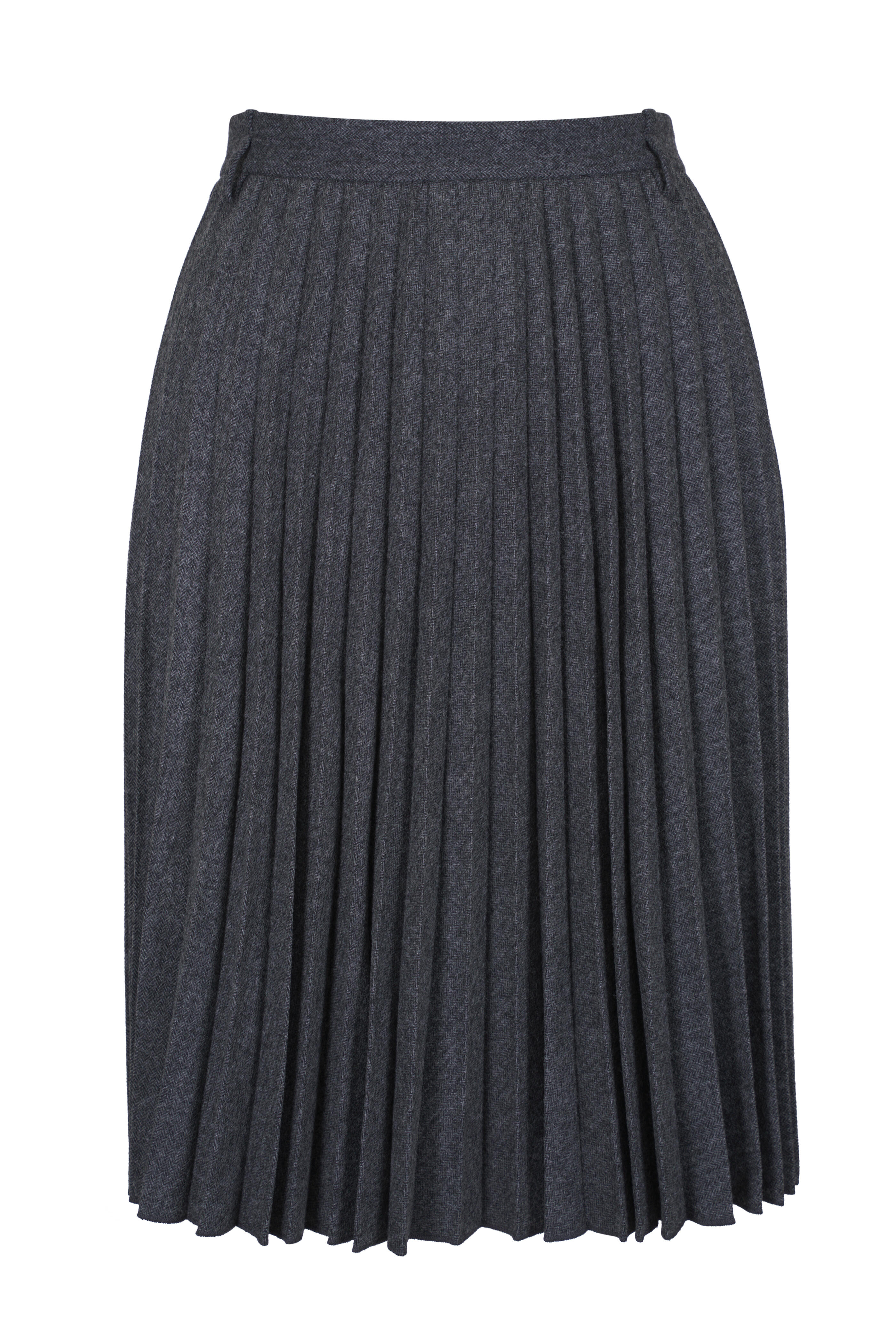 Vince - Charcoal Pleated Herringbone Skirt | Mitchell Stores