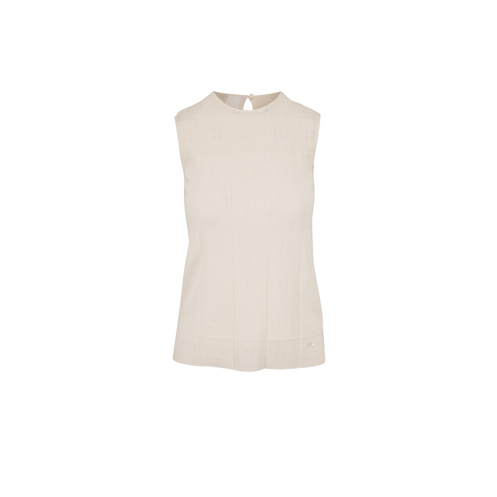 Michael Kors Collection - Optic White Cross Neck Tank