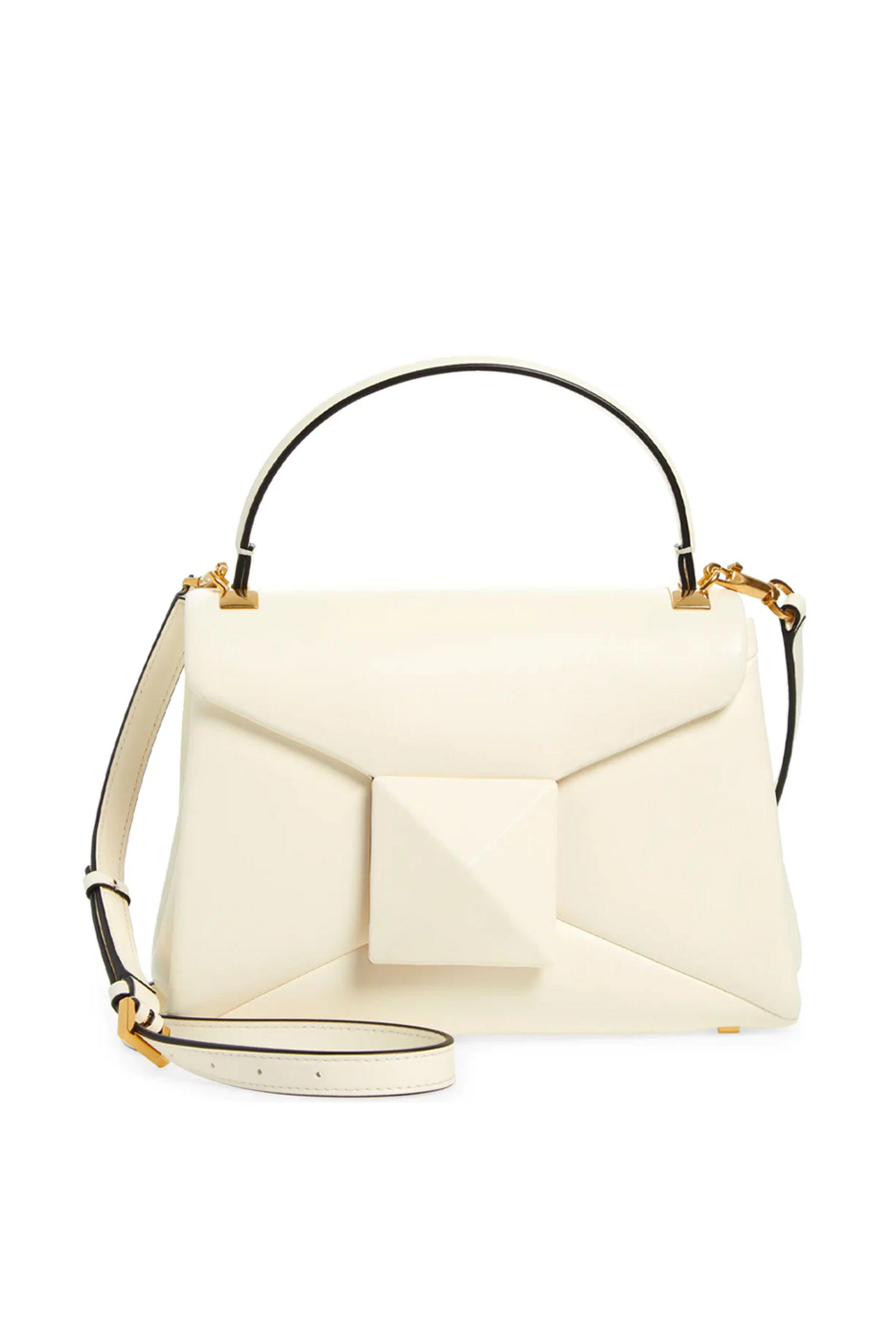 Valentino Garavani - One Stud Leather Top Handle Bag in Ivory