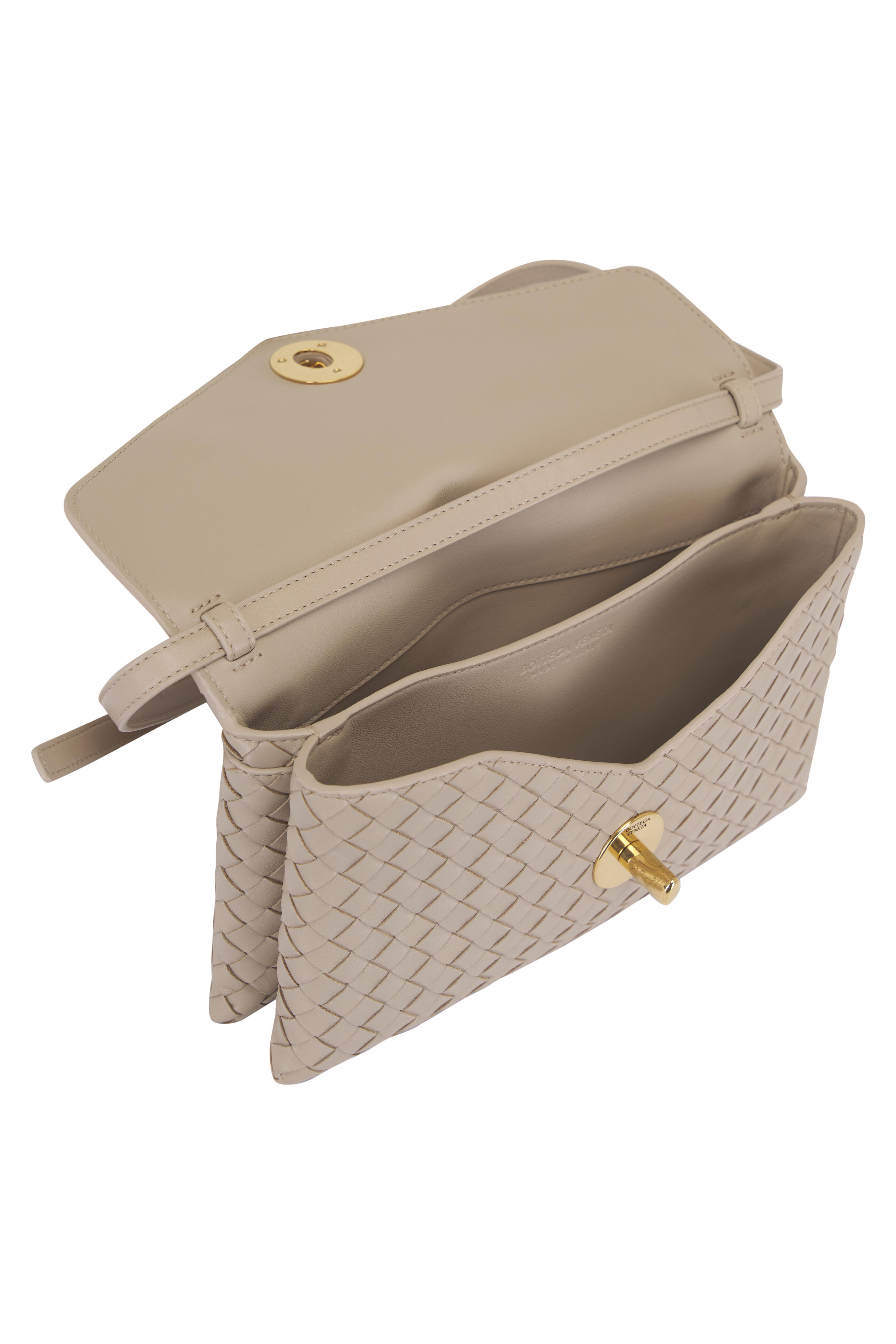 Bottega Veneta - Medium Knot Lock Ecru Leather Shoulder Bag Bottega Veneta - Medium Knot Lock Ecru Leather Shoulder Bag
