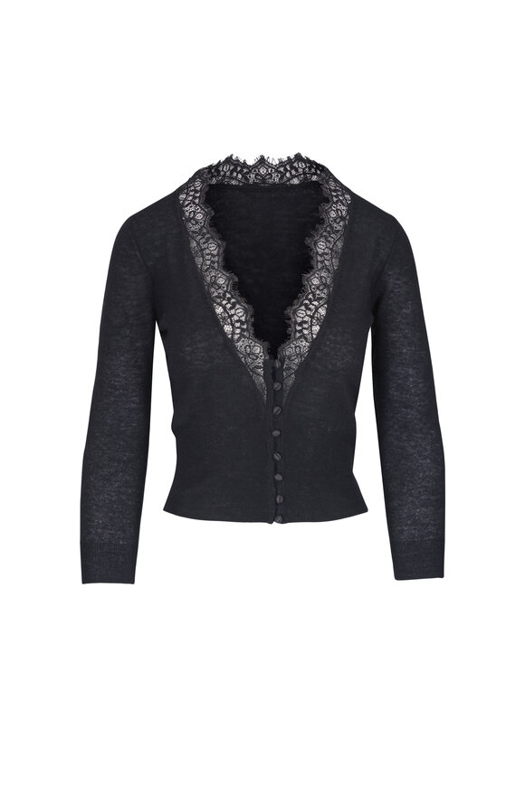 L'Agence Eluna Black Lace Cardigan - view 1