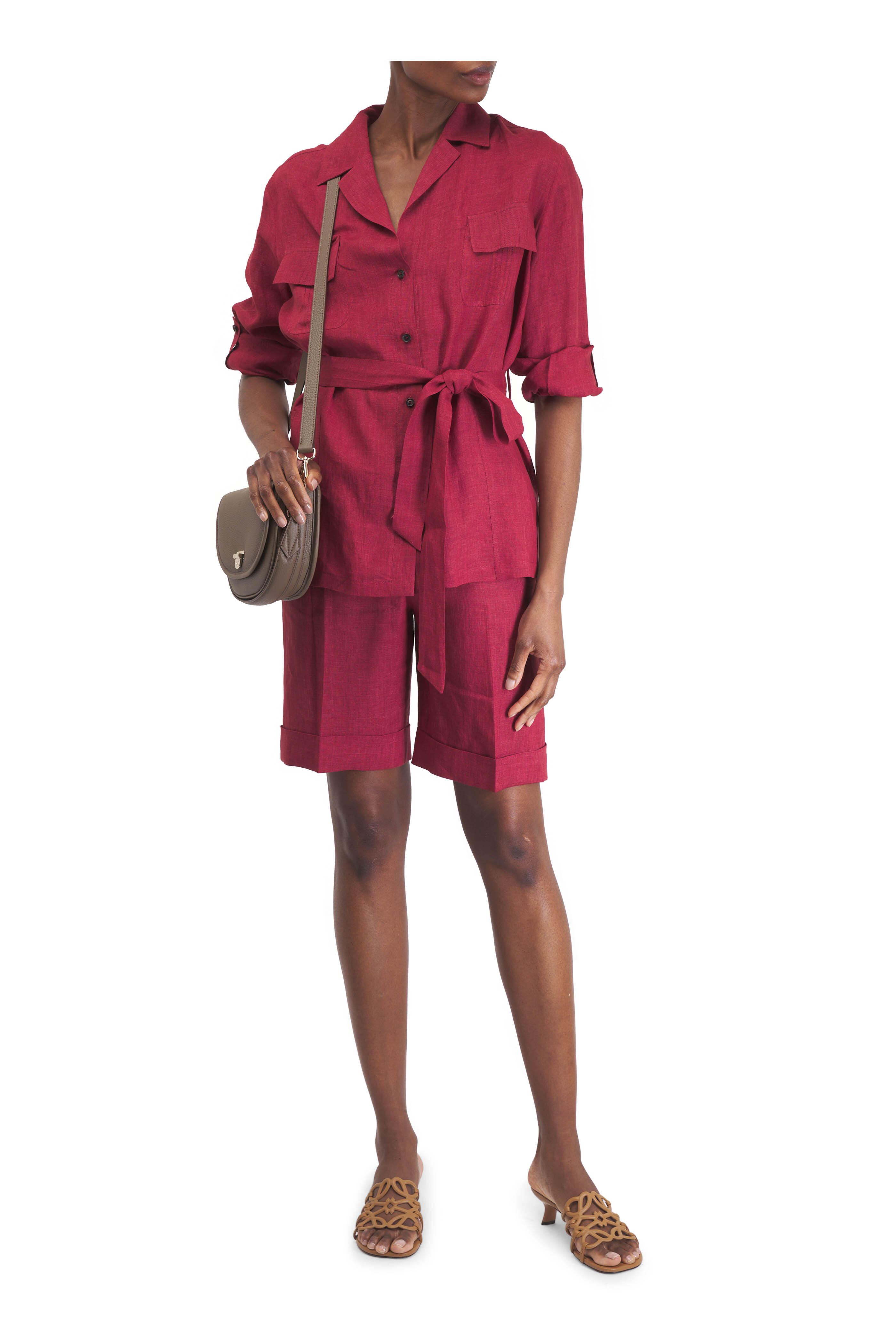 Kiton - Cherry Belted Linen Blouse