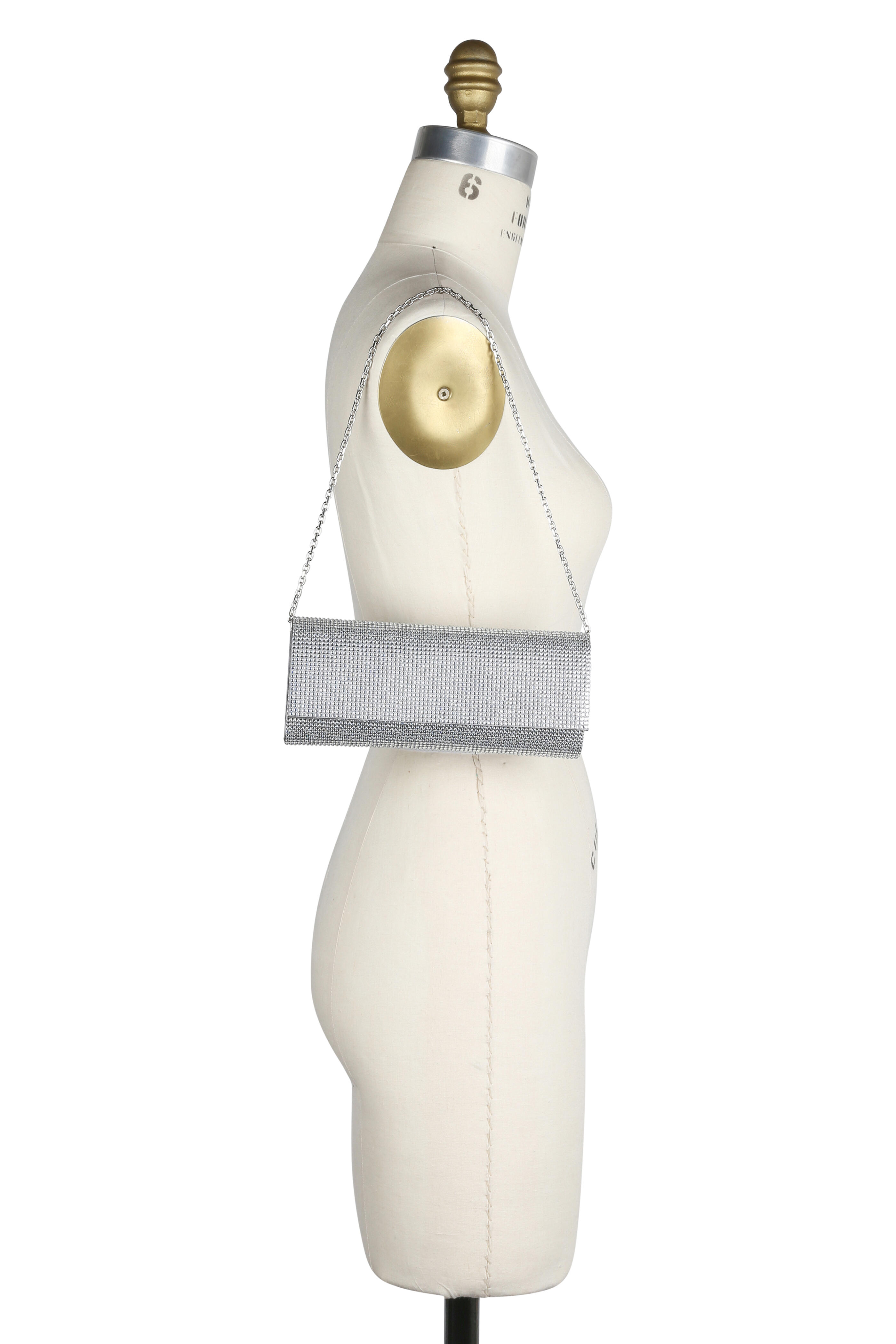 Judith Leiber Couture - Silver Crystal Flap Front Clutch