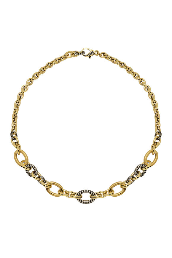 Mariani 18k Yellow Gold Rolo Link Diamond Necklace