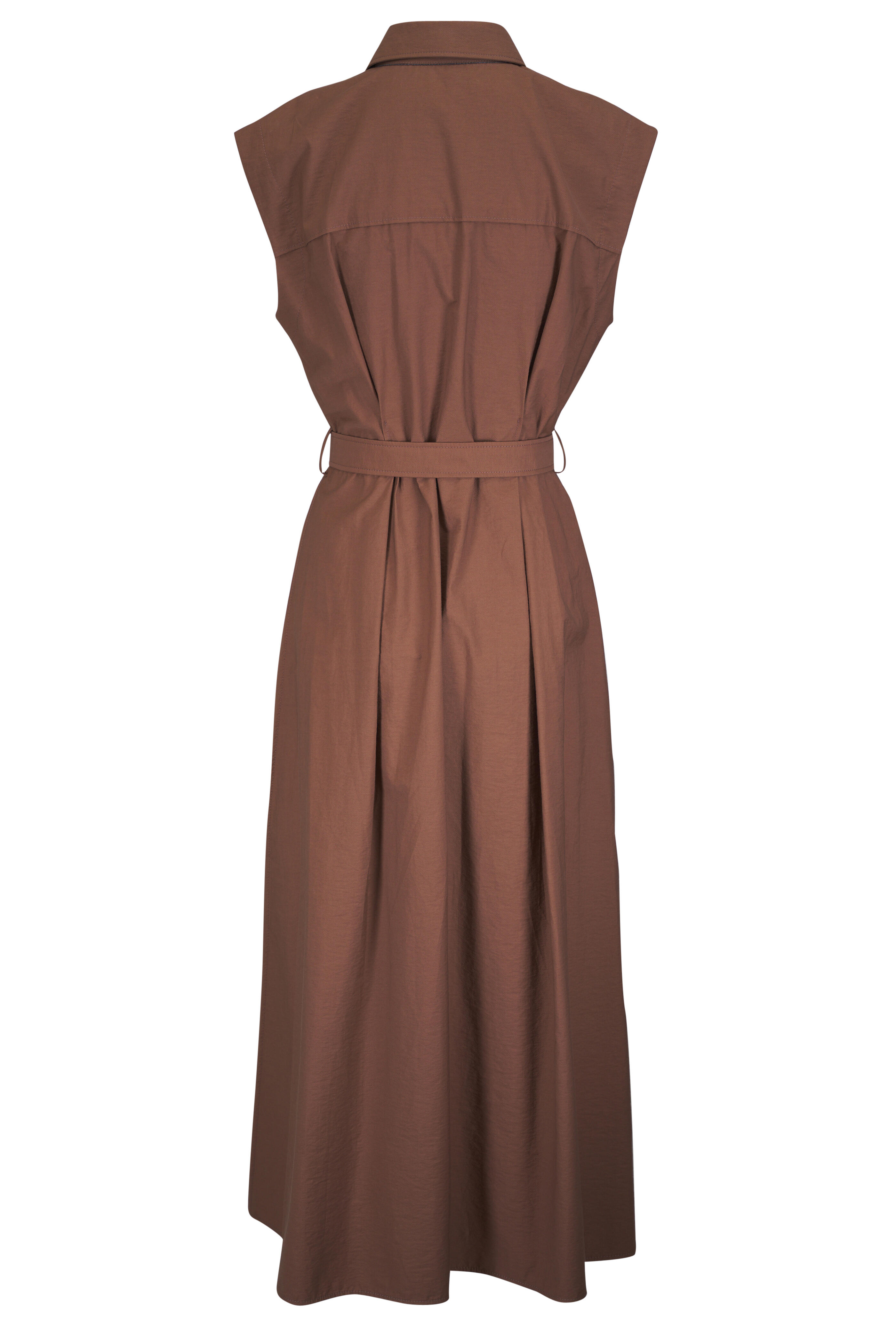 Brunello Cucinelli - Cuoio Diagonal Cotton Belted Midi Shirtdress