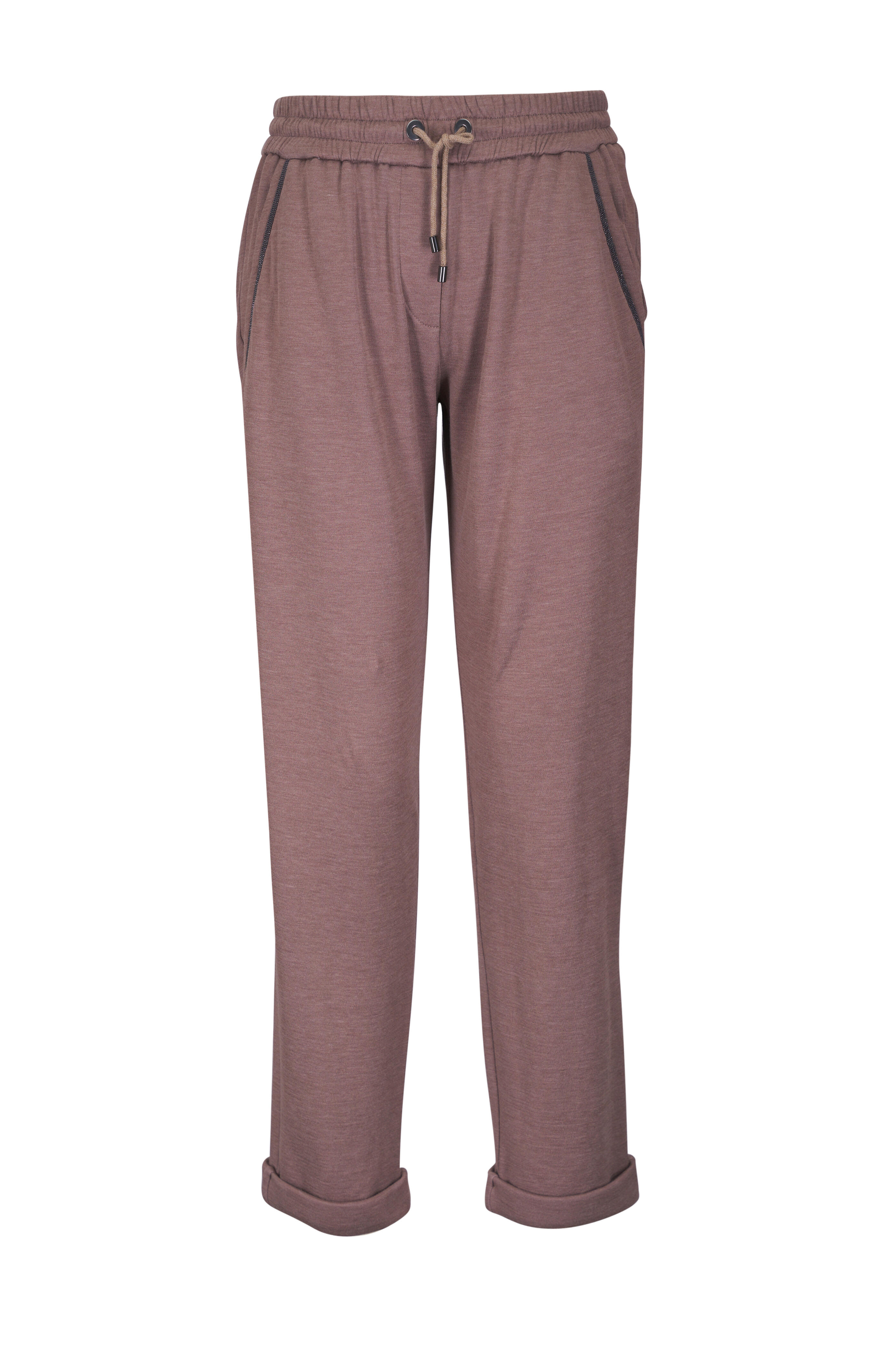 Brunello Cucinelli - Mocha Cotton & Silk Monili Trim Pocket Pant - view 1