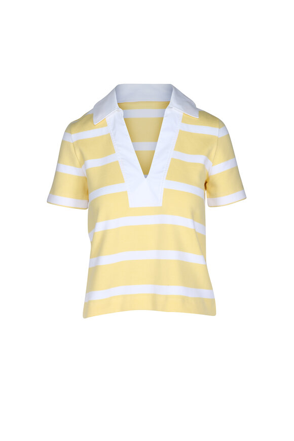 Tanya Taylor Melaine Lemon Striped V-Neck Blouse