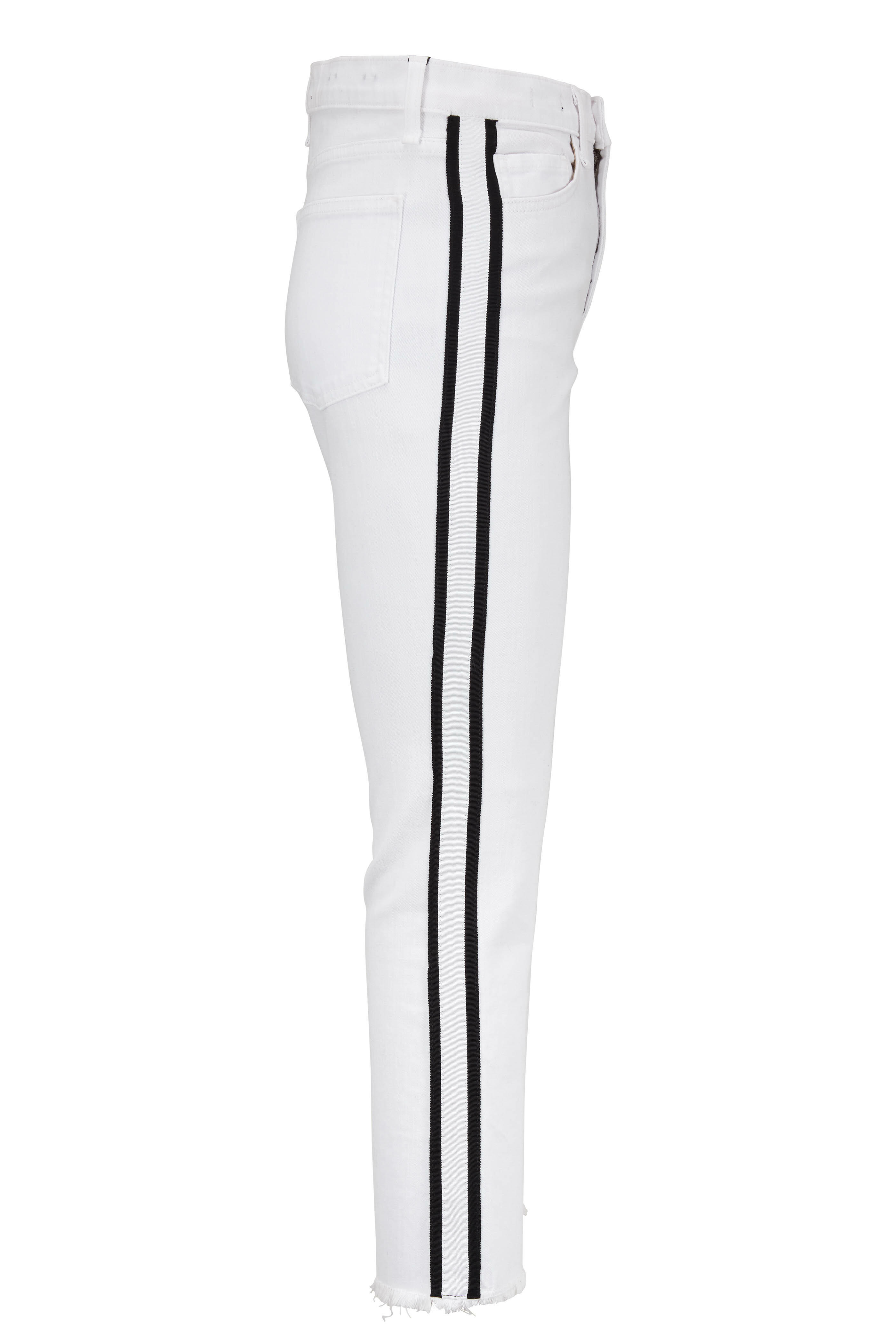 Veronica Beard - Carly White Tuxedo Stripe Kick Flare Jean