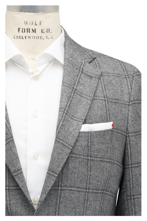 Kiton - Gray Windowpane Cashmere Sportcoat