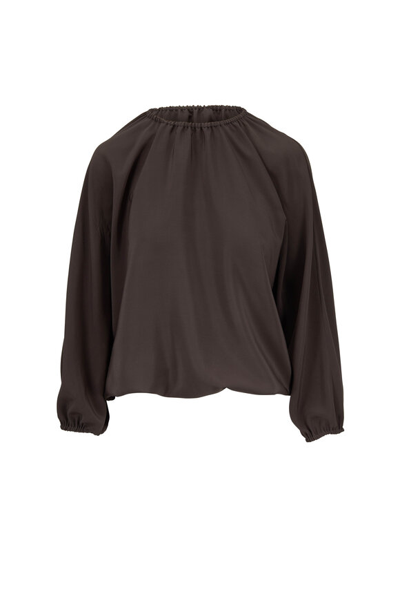 The Row - Rain Forest Green Crepe Elasticized Neck Blouse