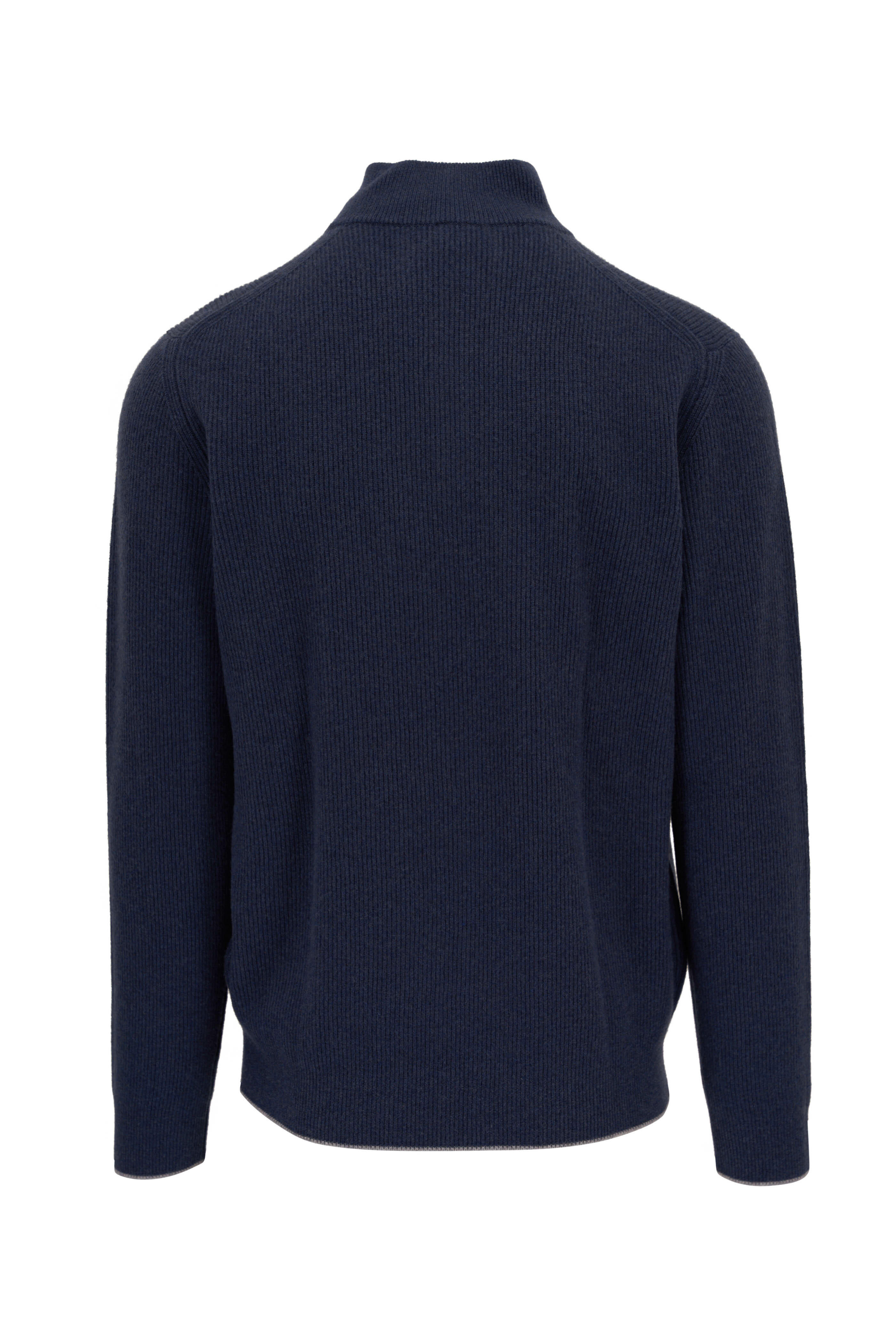 Fedeli - Denim Blue Cashmere Quarter Zip Pullover