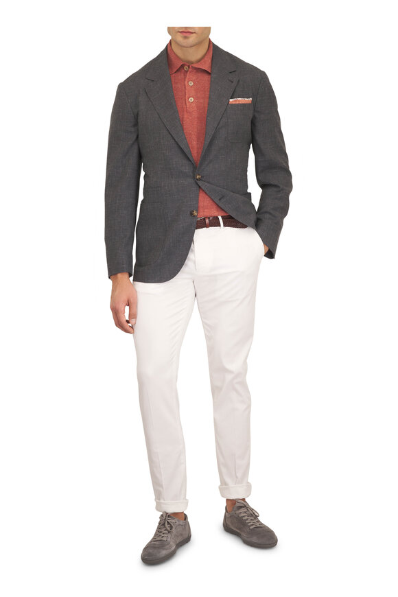 Brunello Cucinelli Dark Gray Fancy Wool, Silk & Linen Sportcoat - view 2
