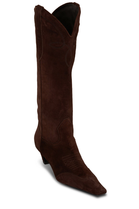 Khaite - Dallas Coffee Suede Knee High Boot