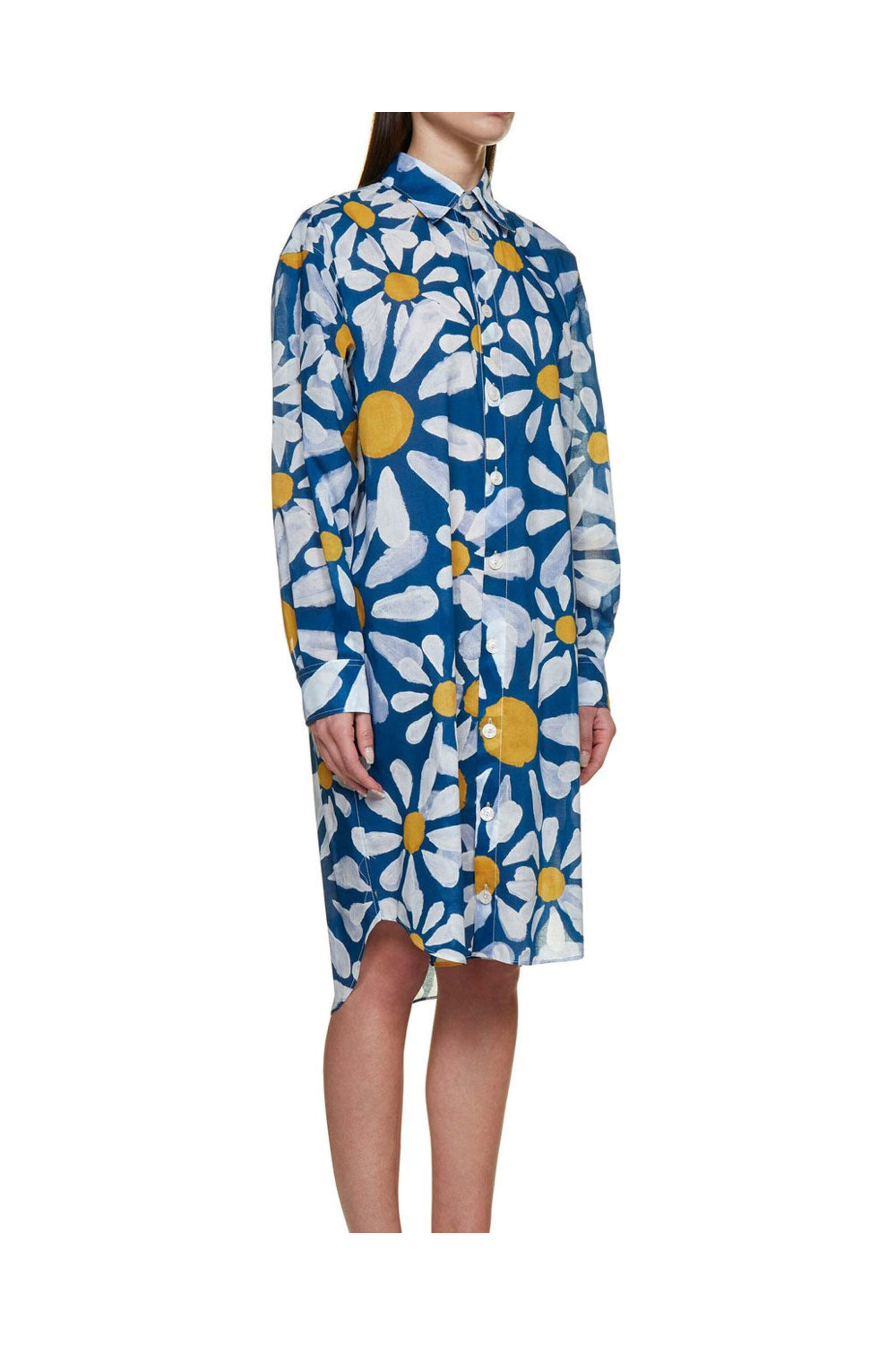 Marni - Blue Daisy Print Shirt Dress