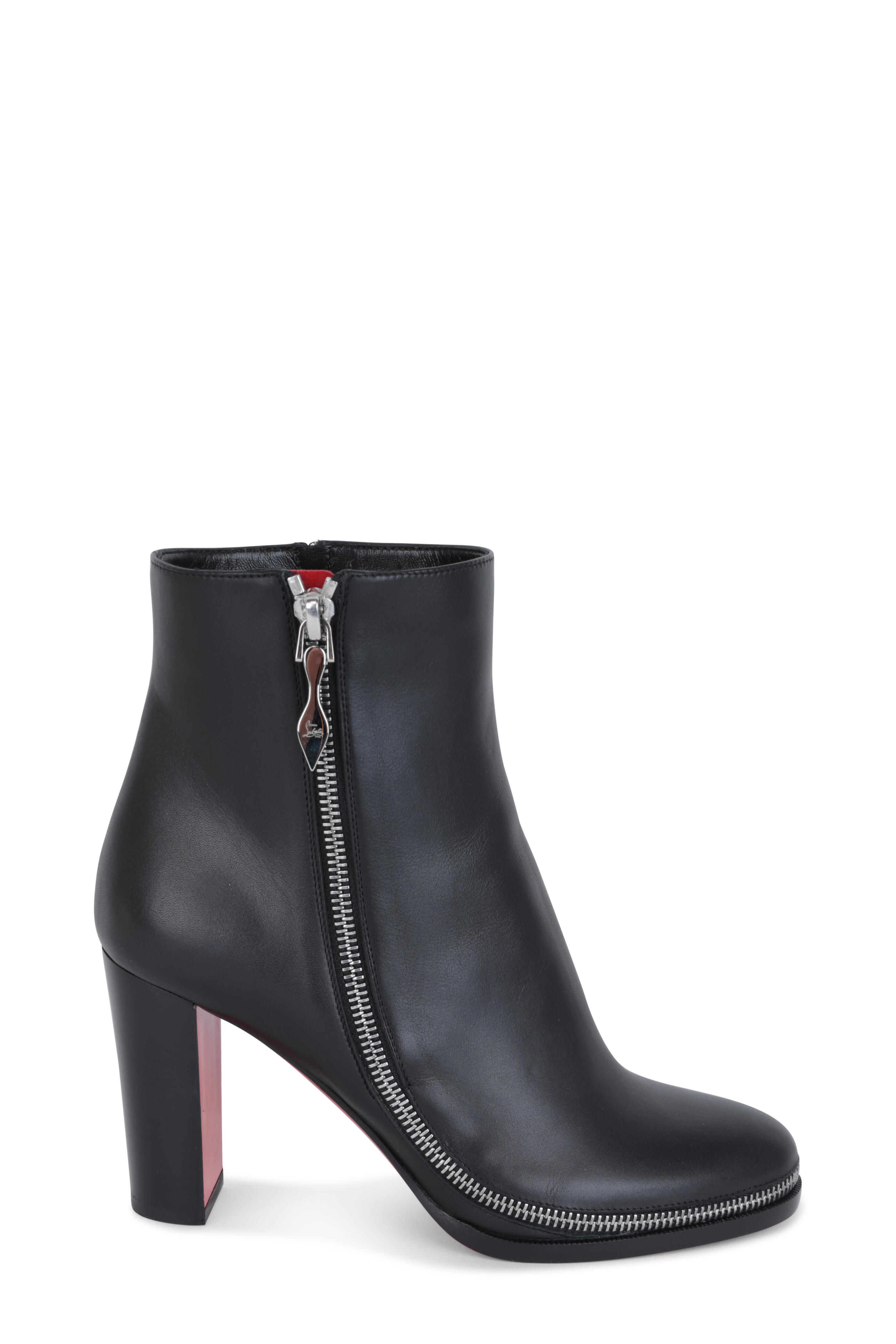 Christian Louboutin Ziptotal 55 Leather Ankle Boots in Black