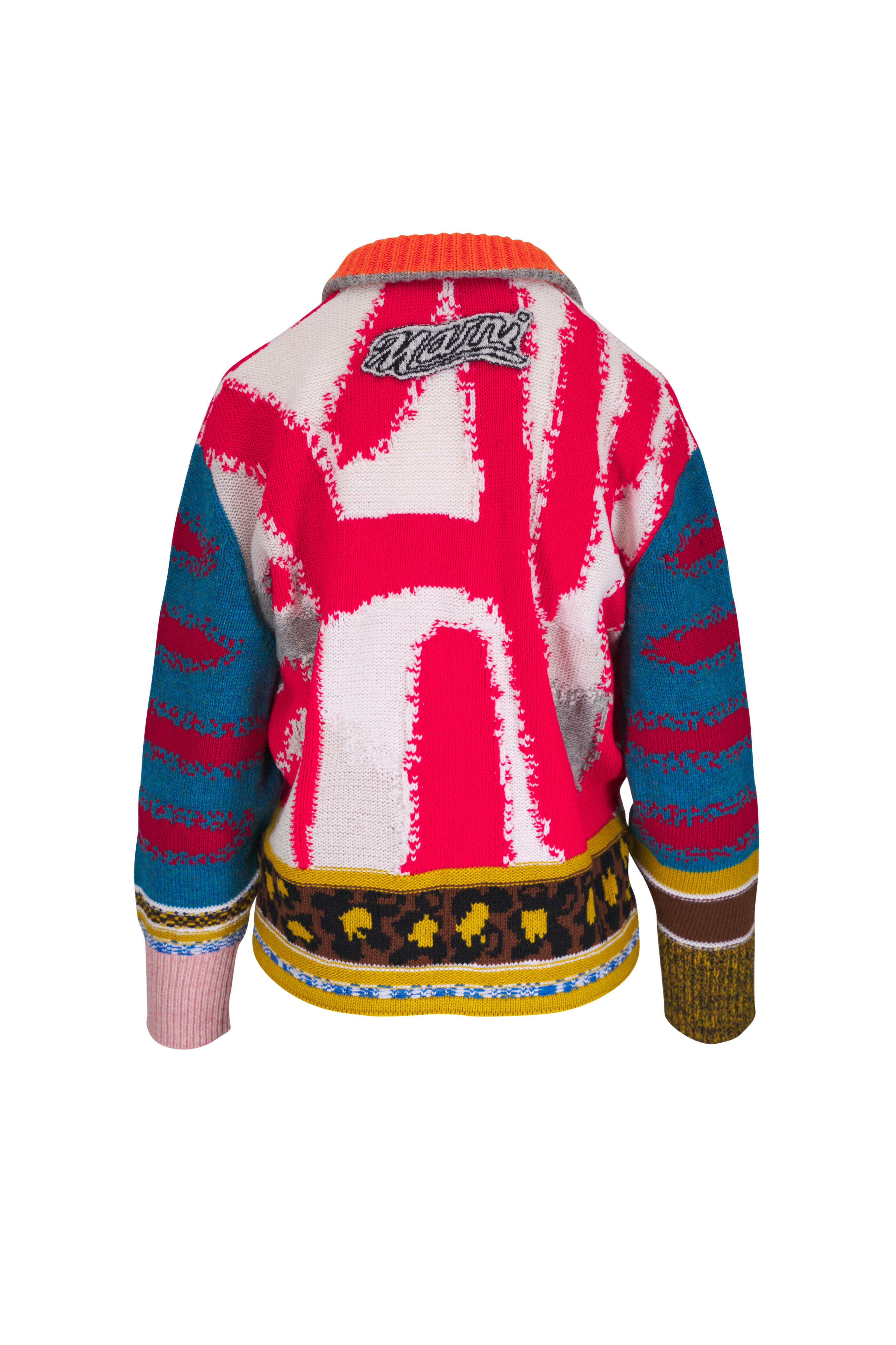 Marni - Instaria Multicolor Wool Zip Cardigan