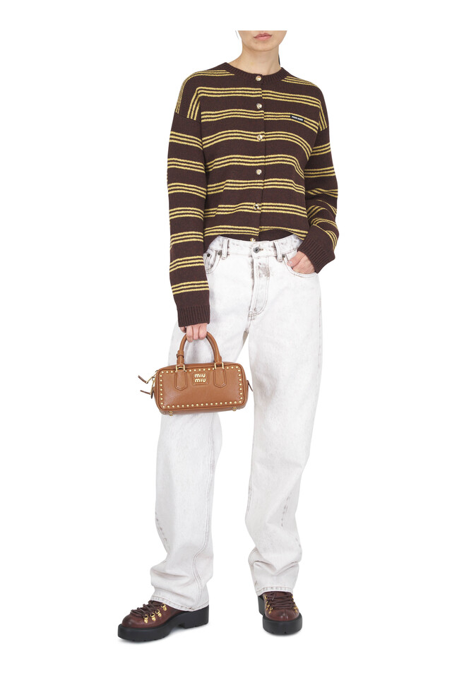 Miu Miu outfit featuring Bleached White Five Pocket Jean and Brown Hiker Lace-Up Leather Loafer, 55mm