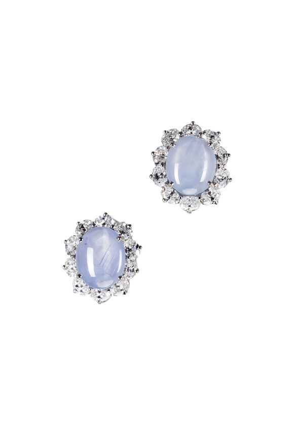 Oscar Heyman - Platinum Sapphire & Diamond Star Earrings