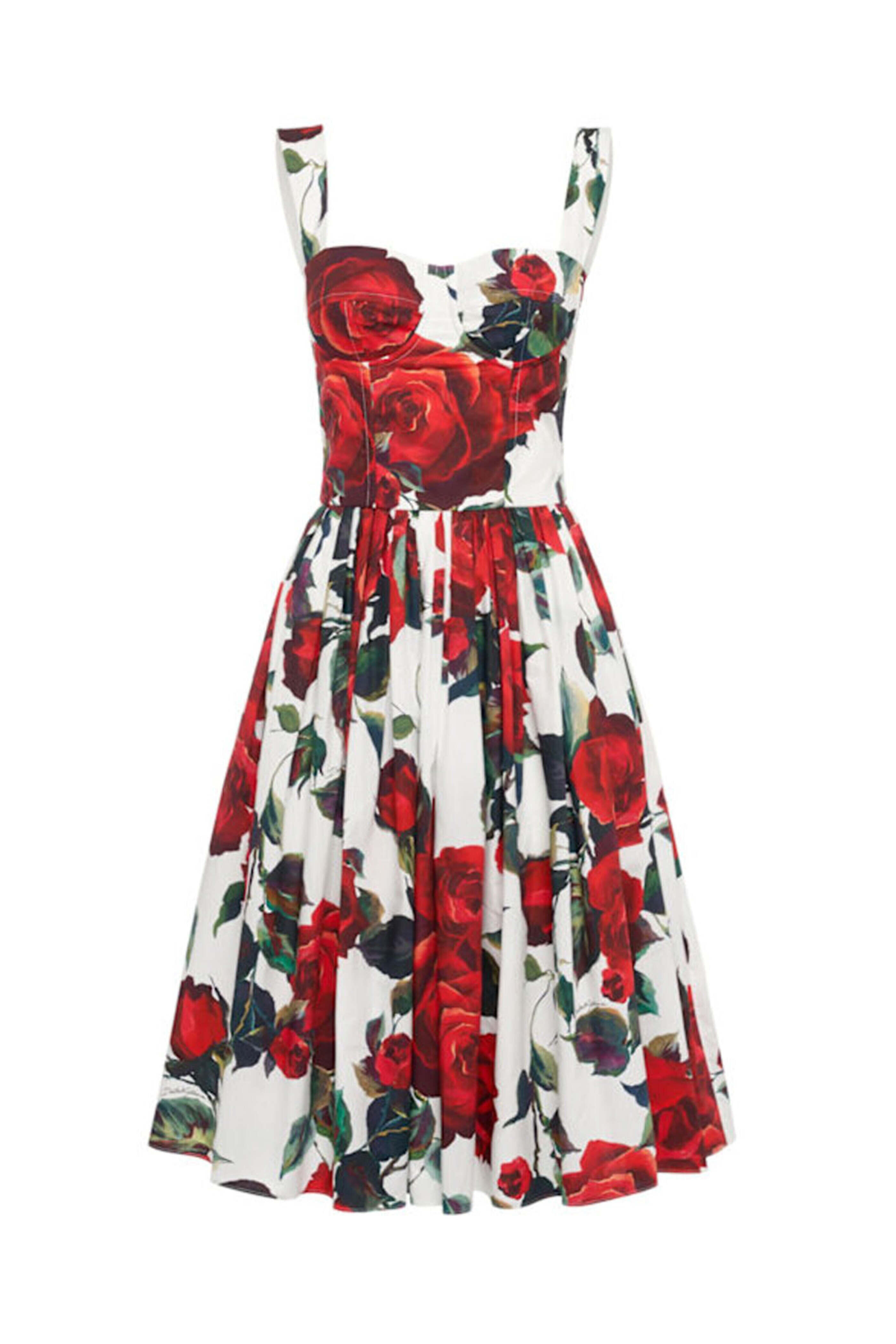 Dolce & Gabbana - Pop Rosa Print Rossa Bustier Dress