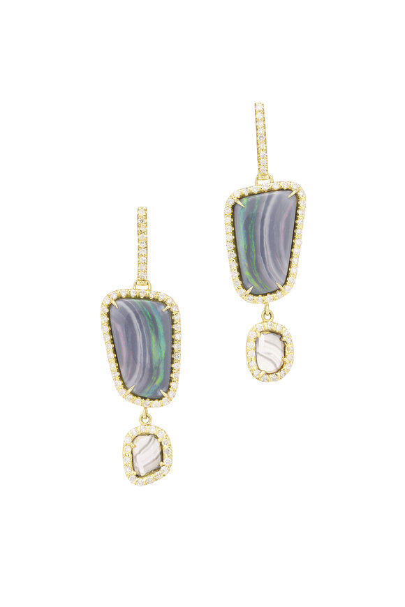 Kimberly McDonald Black Opal & Diamond Drop Earrings