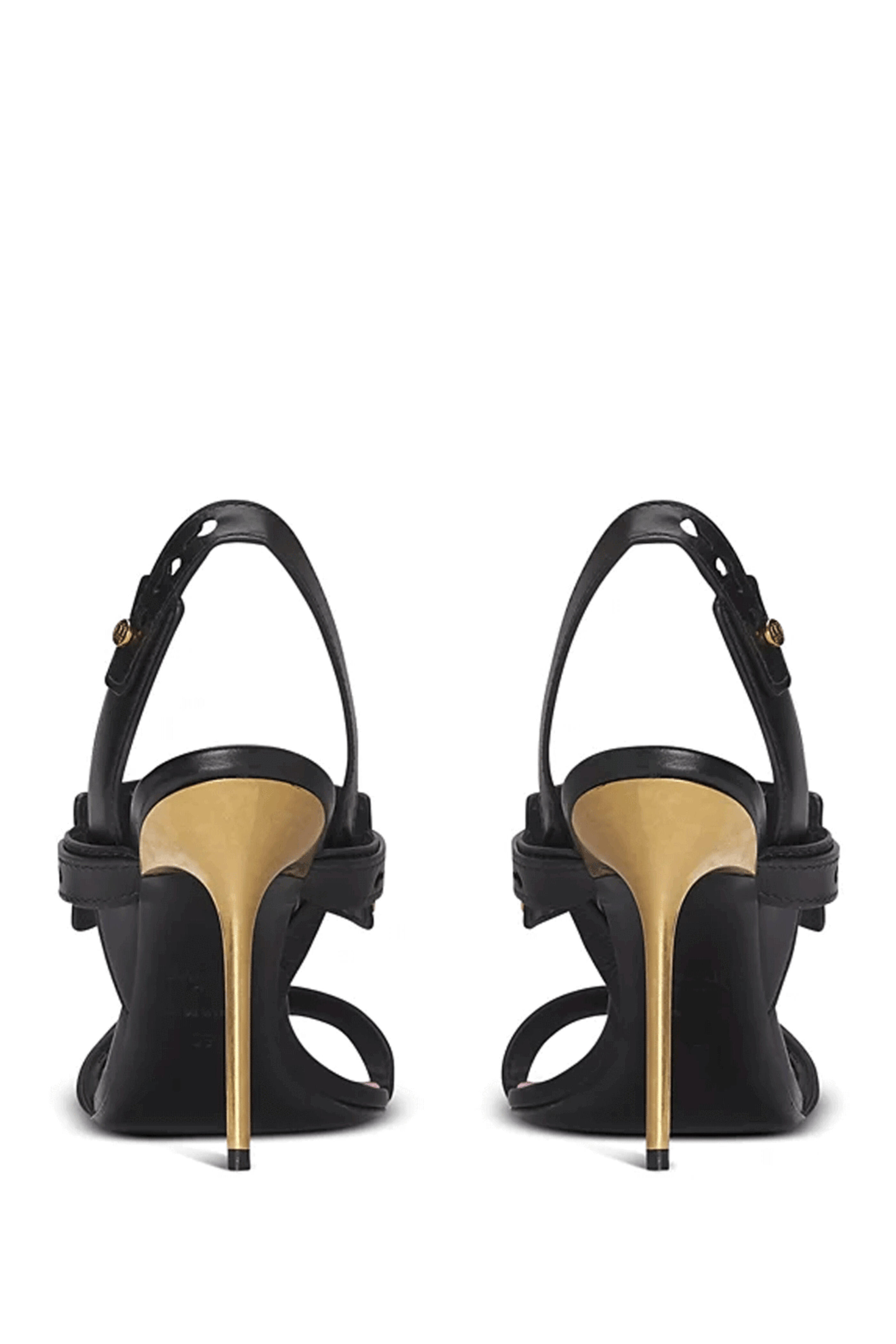 Balmain - B-Buzz Leather Sandal in Noir & Gold | Mitchell Stores