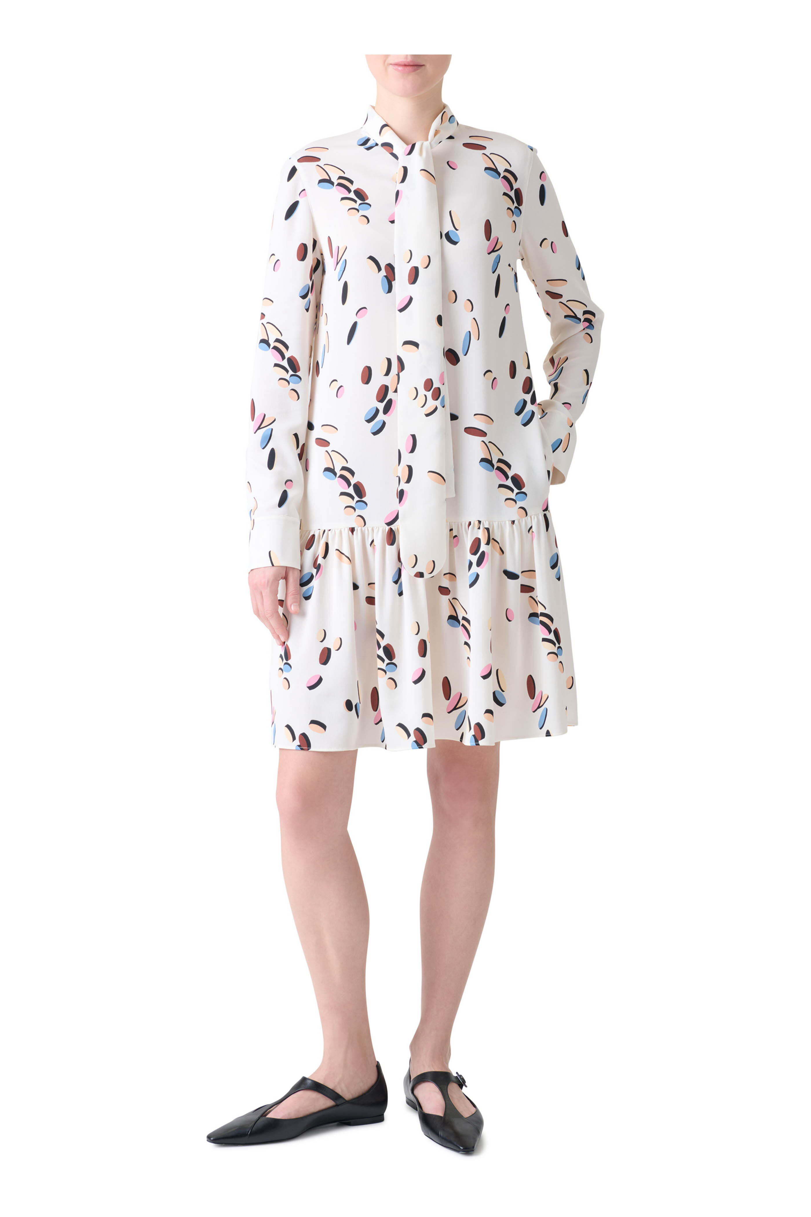 Akris Punto - Cream Multicolor Dropping Dot Print Dress