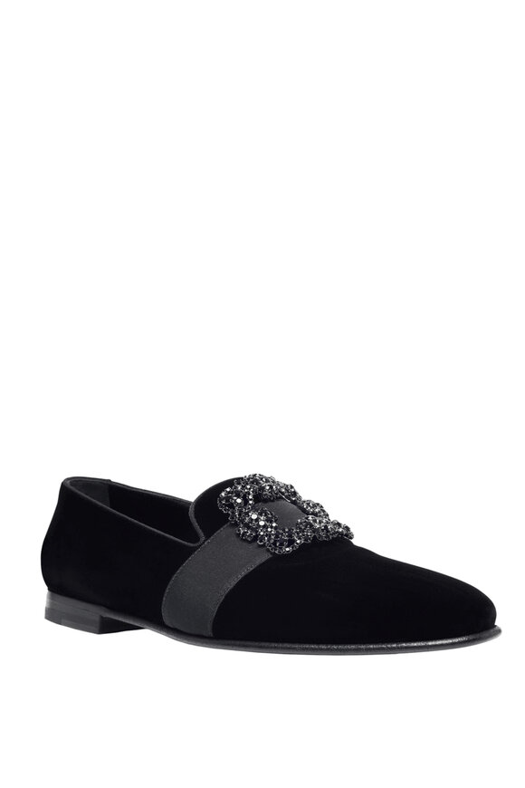 Manolo Blahnik - Carlton Velvet Jewel Buckle Formal Loafer  display picture 2