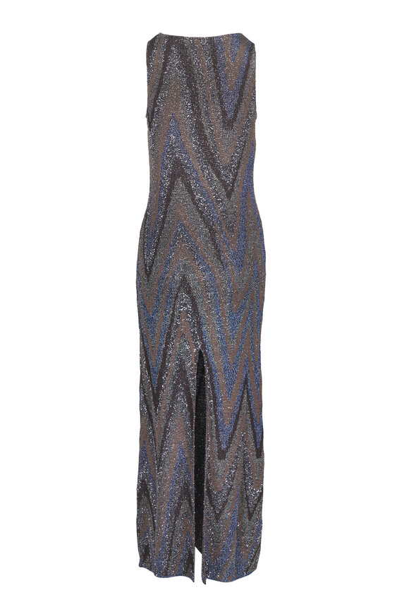 Missoni Black & Blue Multicolor Sequin Gown - view 3