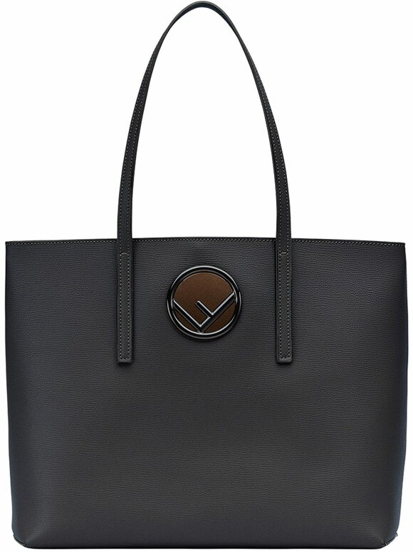 Fendi - Black Grained Leather Logo Shopper