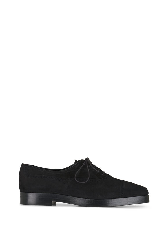 Manolo Blahnik - Batio Black Suede Lace Up Loafer 