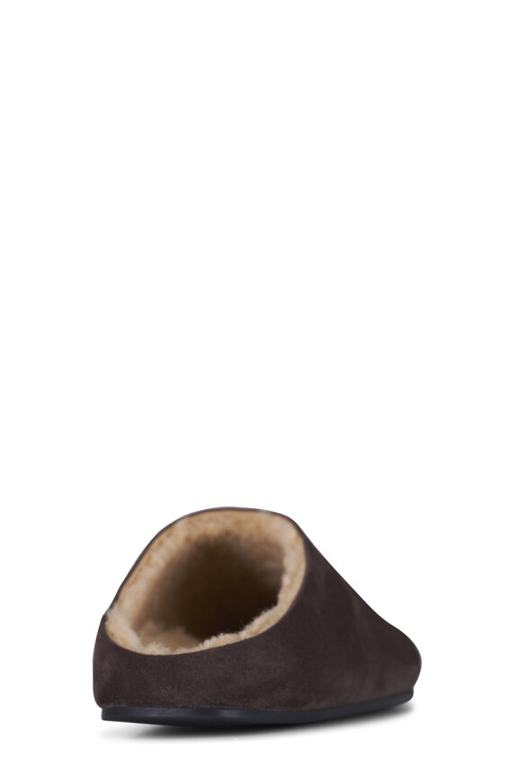 The Row Hudson Brown Suede & Shearling Slide - view 3