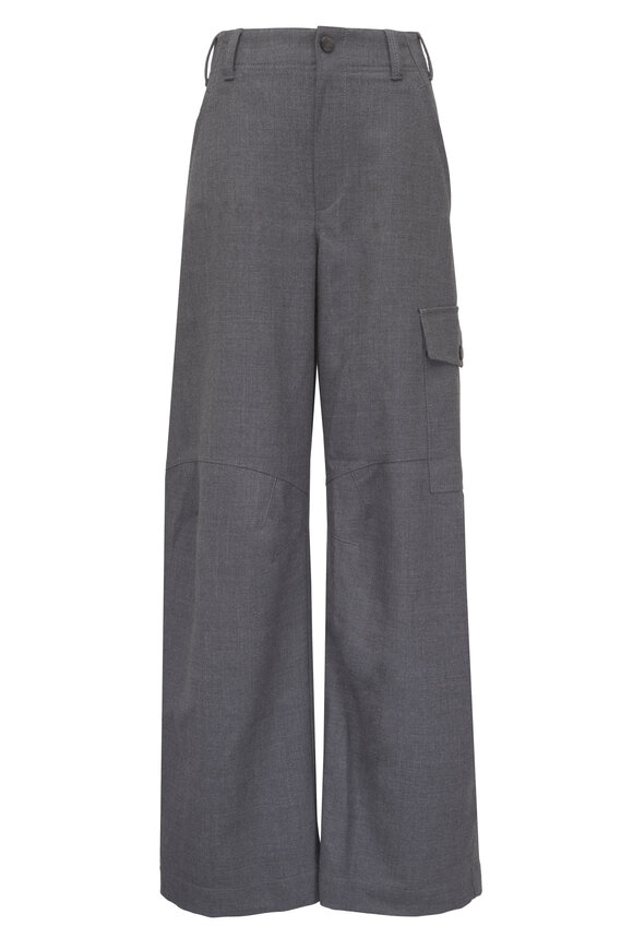 Brunello Cucinelli Medium Gray Wool Cargo Barrel Leg Pant - view 1