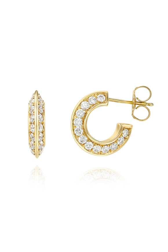 Dru 14k Yellow Gold Diamond Baby Blade Hoops
