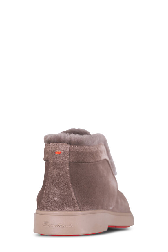 Santoni Fortune Shearling Gray Suede Loafer - view 3