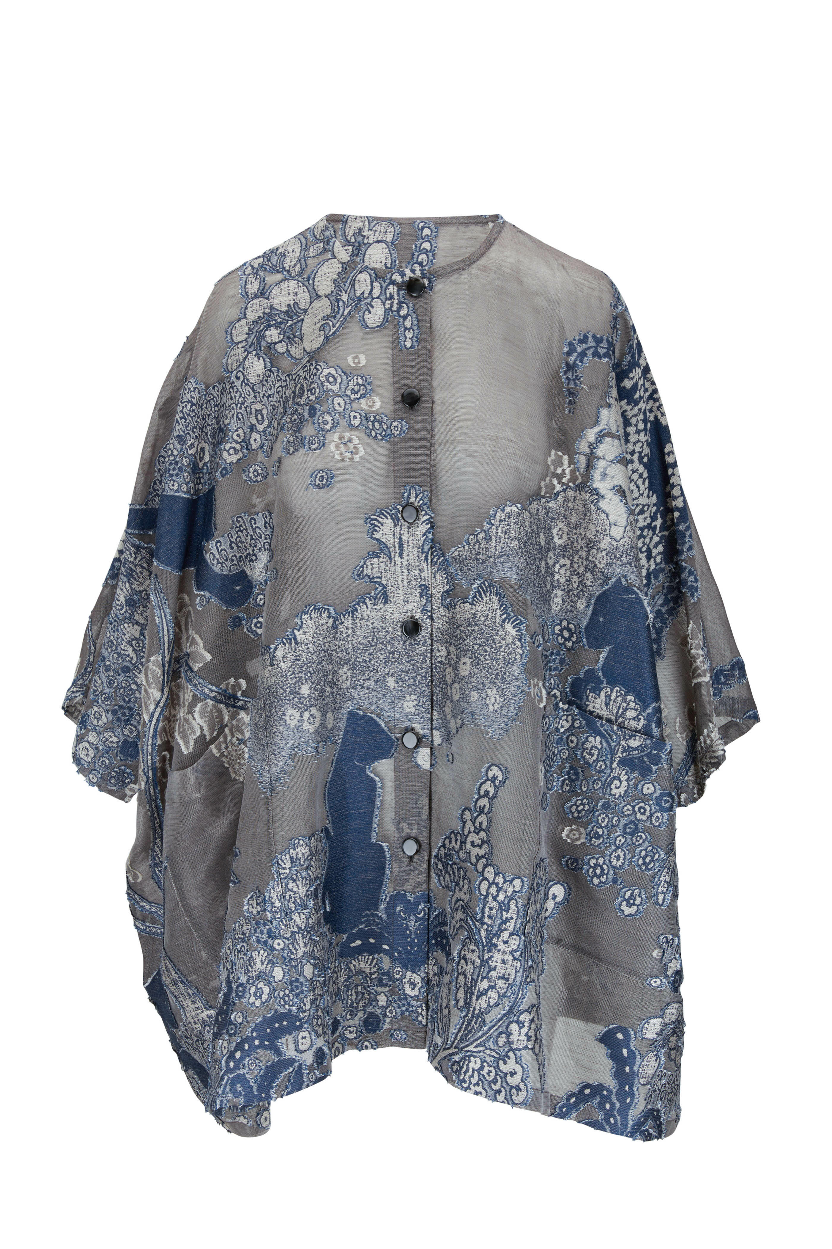 Giorgio Armani - Gull Gray Fil Coupe Button Front Caftan