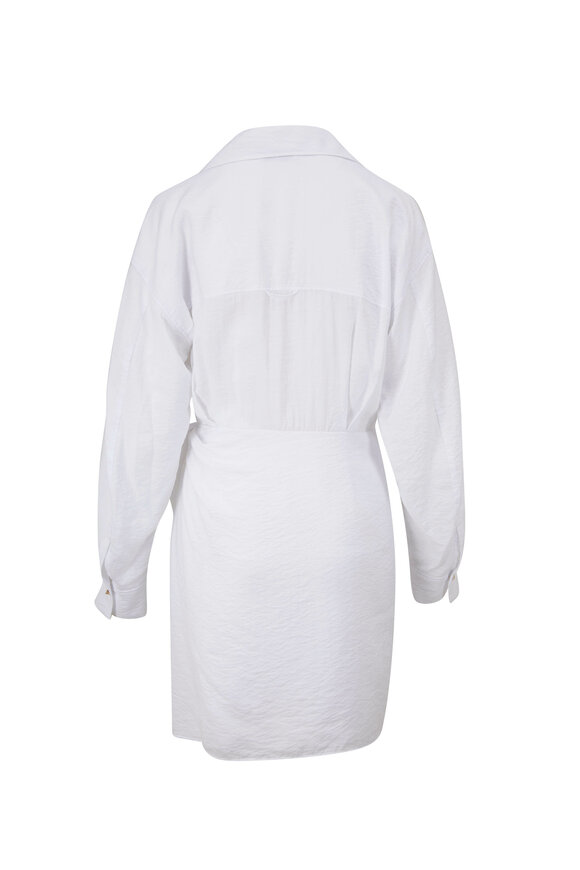 Vince - Optic White Long Sleeve Wrap Shirt Dress