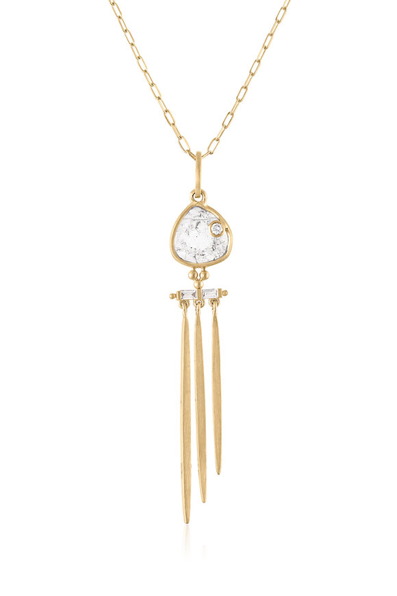 Loriann 14k Yellow Gold White Diamond Fringe Necklace - view 1