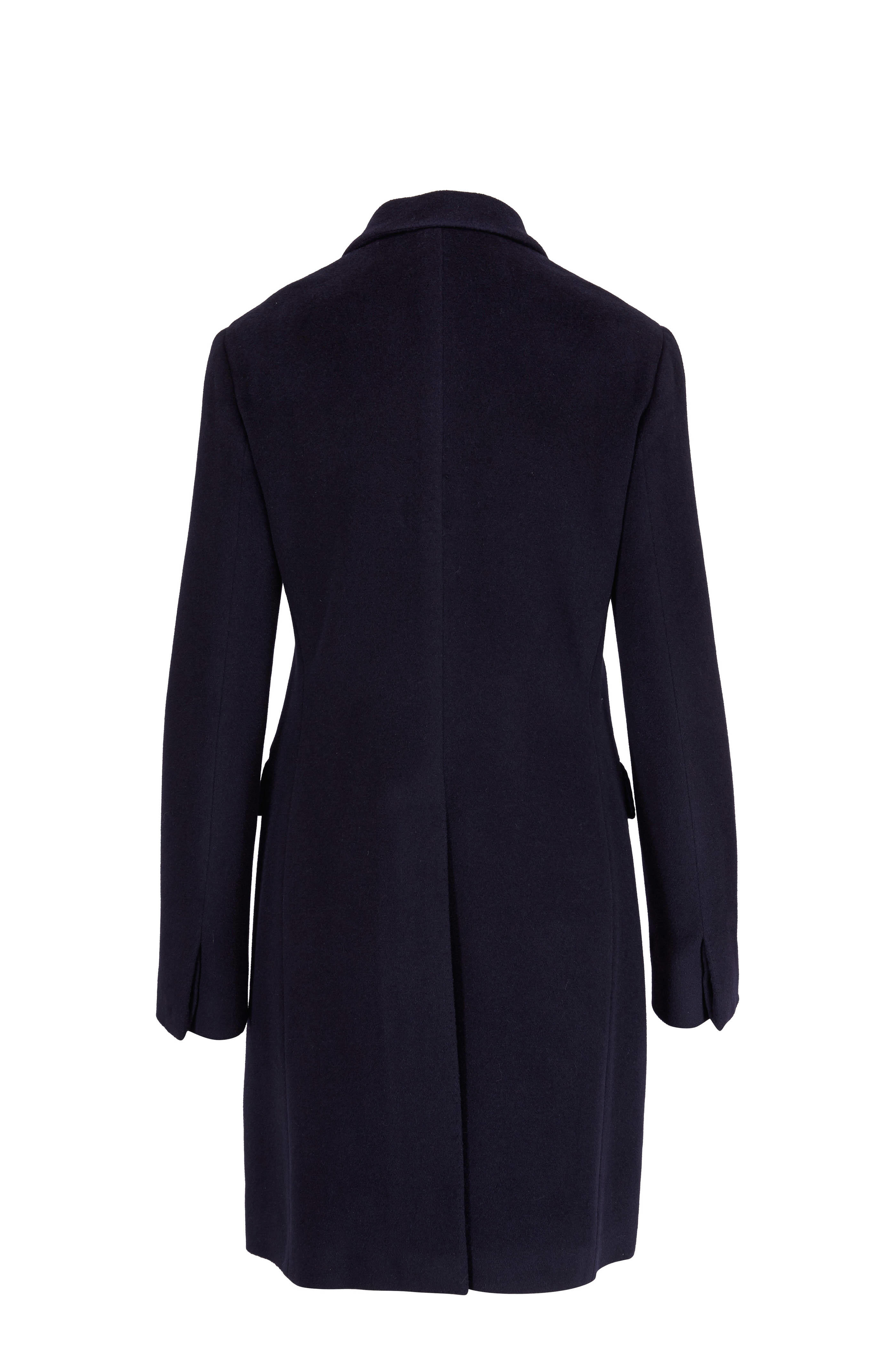 Kiton - Navy Angora & Fleece Long Coat | Mitchell Stores