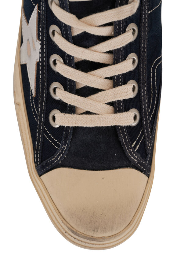 Golden Goose - V-Star Binding Navy & Silver Canvas Sneaker