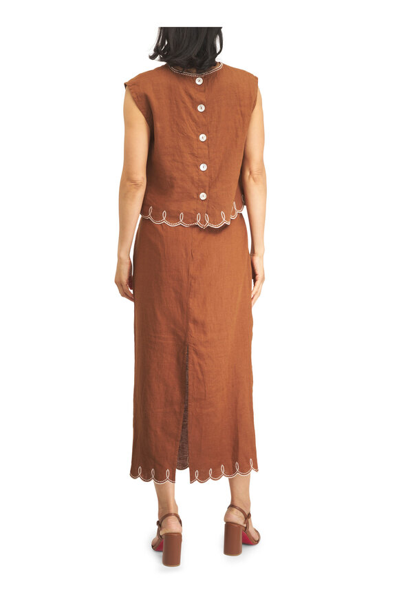 Veronica Beard Kessan Brown Linen Top - view 4