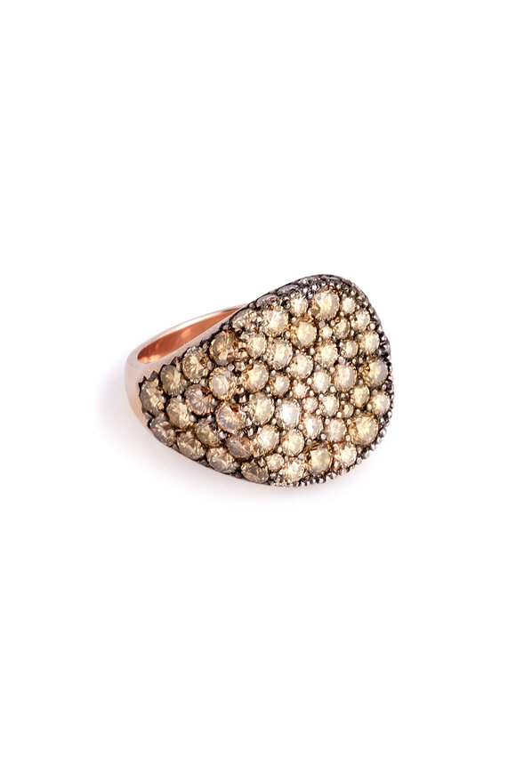 Sylva & Cie 18k Rose Gold Round Champagne Diamond Band - view 1