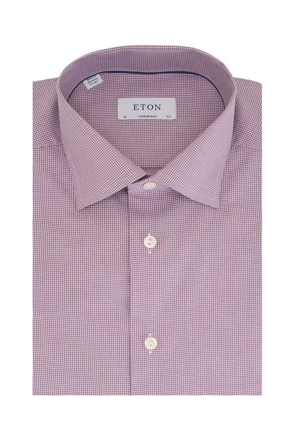Eton Purple & White Micro Check Dress Shirt