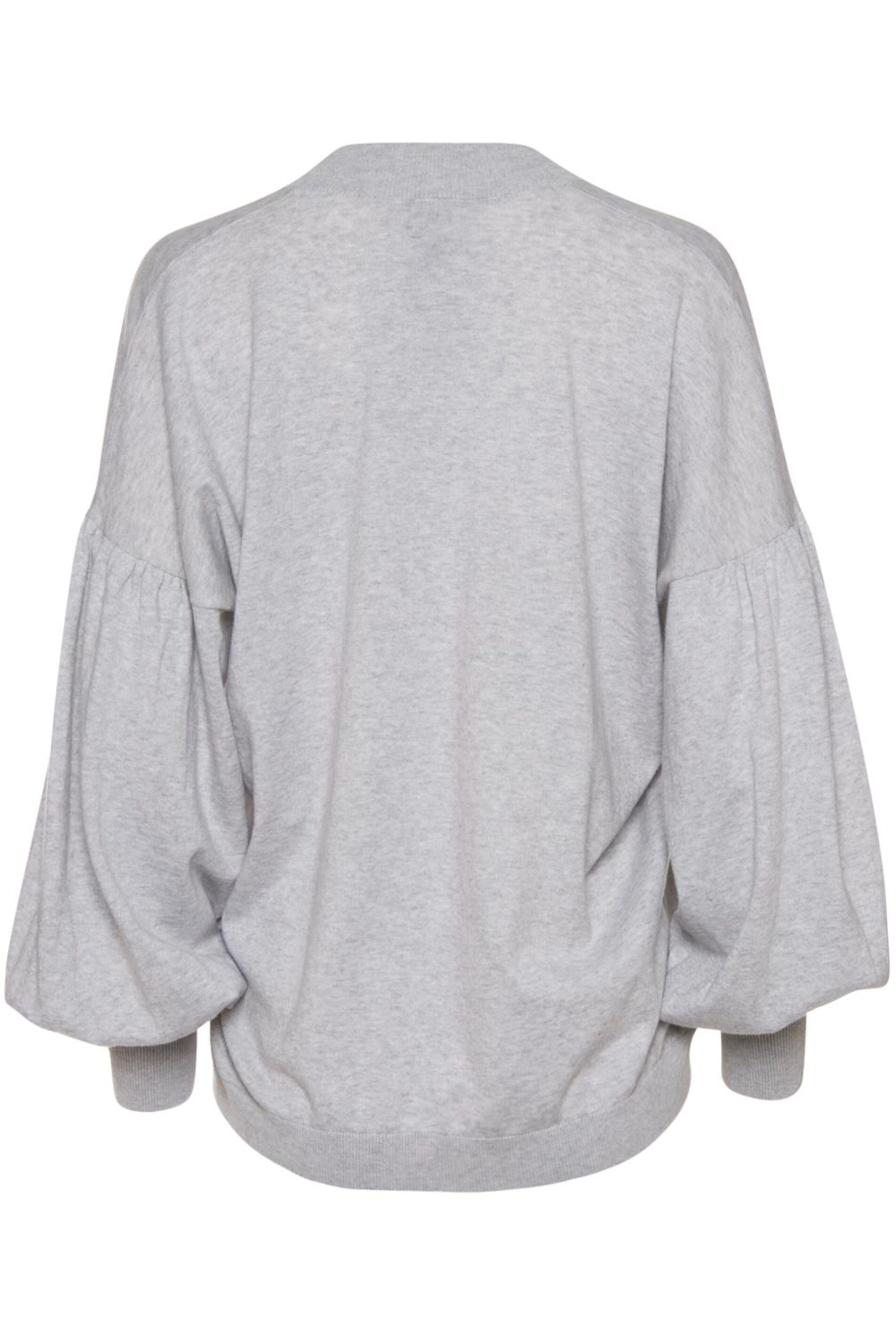 Nude - Pearl Grey V-Neck Balloon Sleeve Sweater