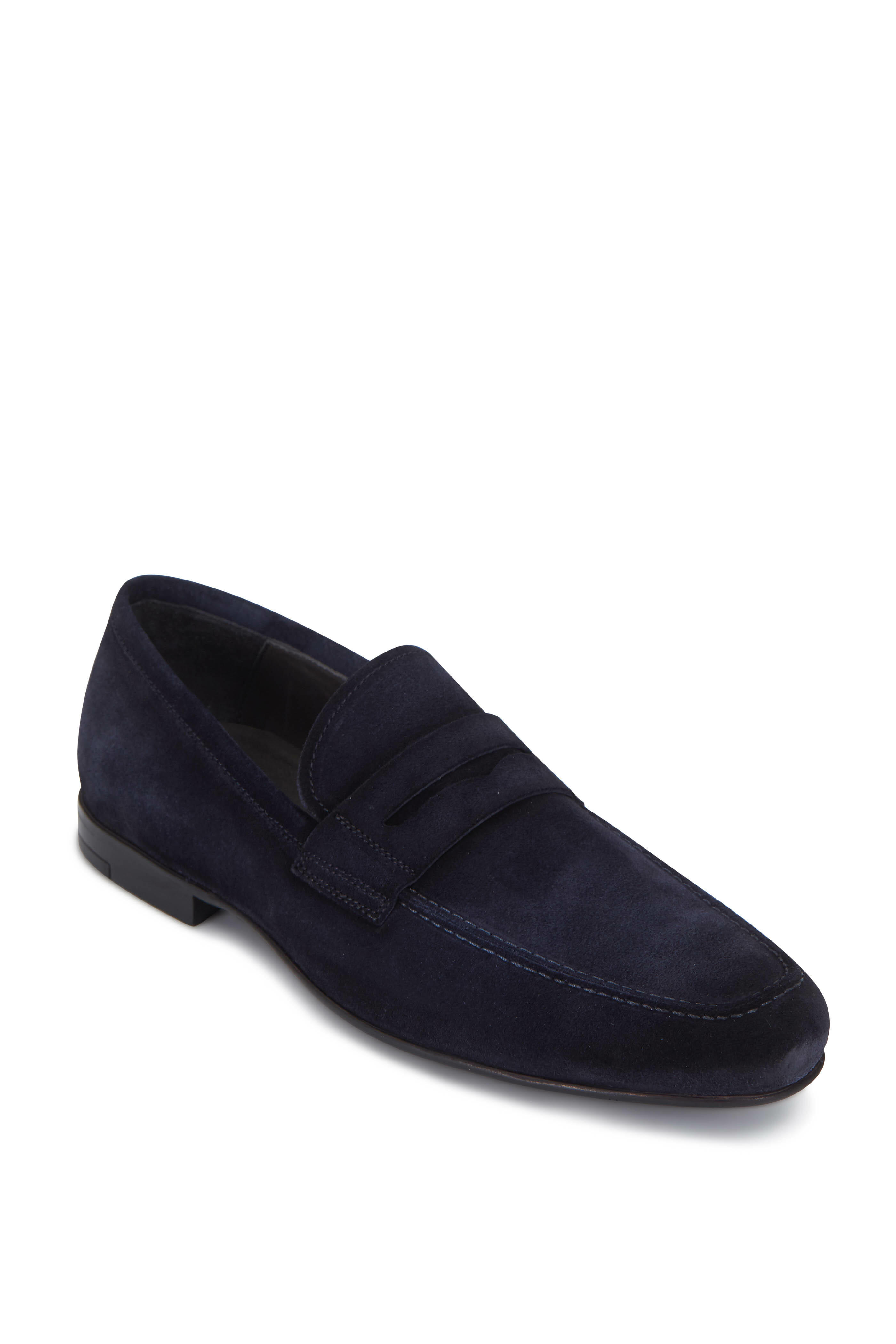 Men's dark blue suede leather Penny Loafers