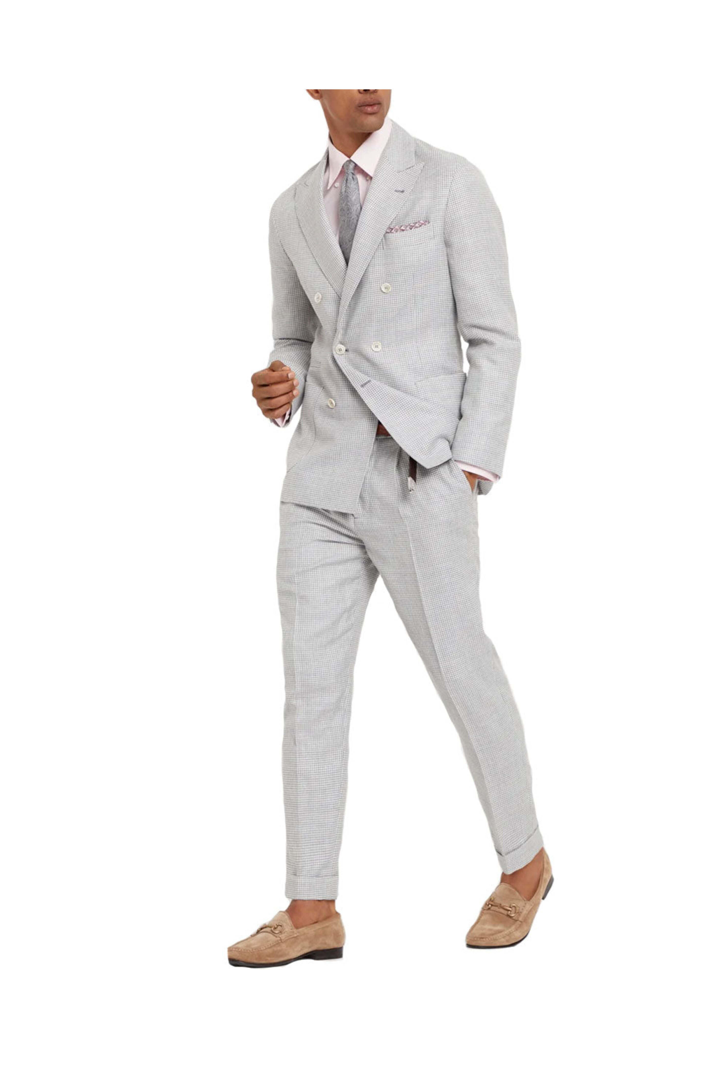 BRUNELLO CUCINELLI✨テーラードジャケット グレー　リネン 2025年最新】BRUNELLO CUCINELLI メンズ テーラードジャケットの